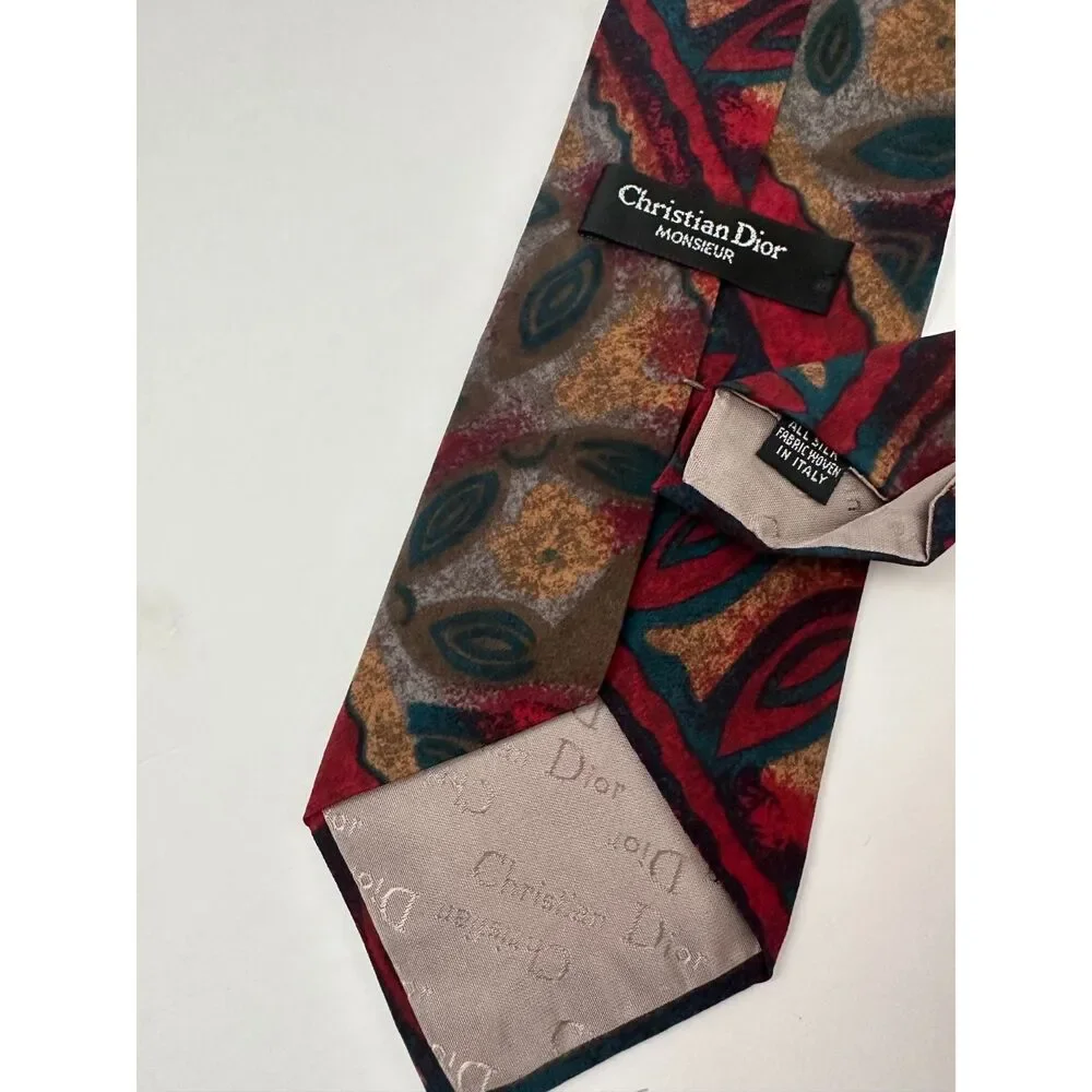 Christian Dior Monsieur 100% Silk Vintage Abstract Mens Neckties-Lot of 2